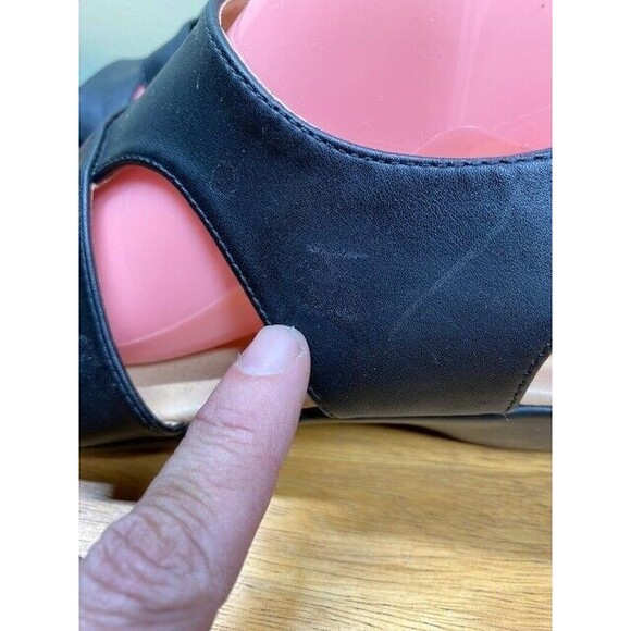 Ball-Band Quinn-37 Women Sz 10 Black Leather Wedge Sandals Vacation Beach Travel - Picture 4 of 12